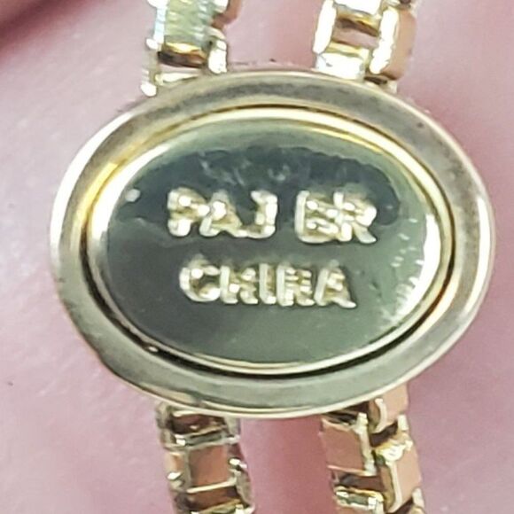 PAJ BR Genuine Diamond Chip Elephant Gold Tone Box Chain Adjustable Bracelet - Picture 9 of 13